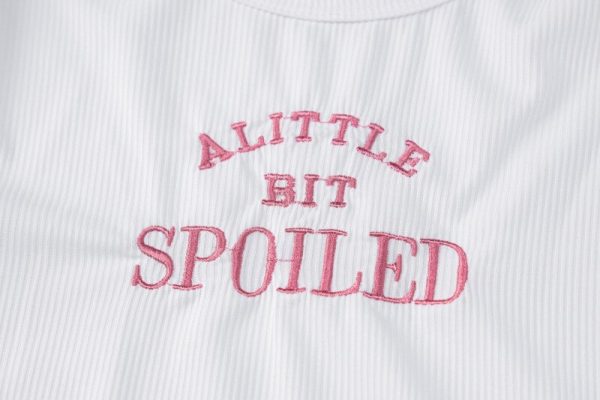 A Little Bit Spoiled White Graphic Crop Top