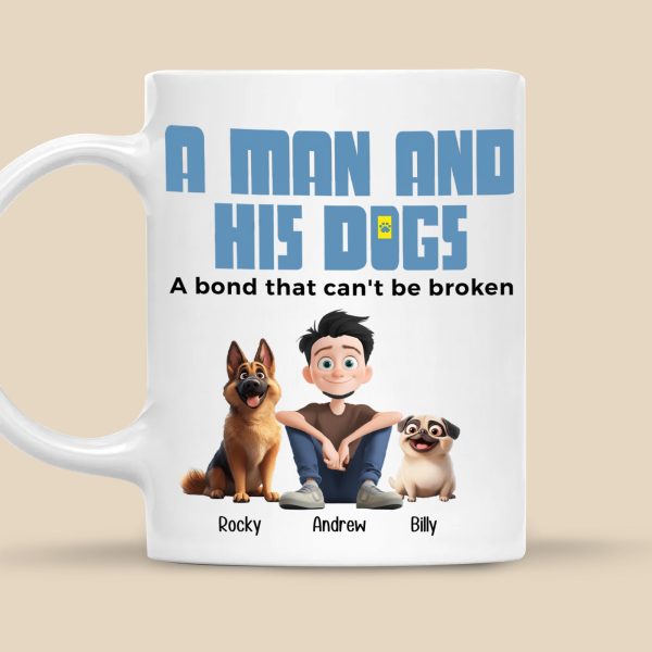 A Man And His Dogs Cartoon Pet - Personalized Mug - Gift for Pet Owners, Pet Lovers, Dog Dad | CLP15 NH96