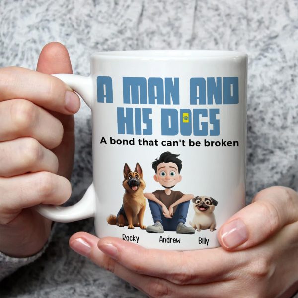 A Man And His Dogs Cartoon Pet - Personalized Mug - Gift for Pet Owners, Pet Lovers, Dog Dad | CLP15 NH96