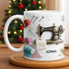 A Perfect Gift For The Passionate Crafter With Vintage Sewing Machine And Thread - Personalized Custom Coffee Mug - JBS049_MG