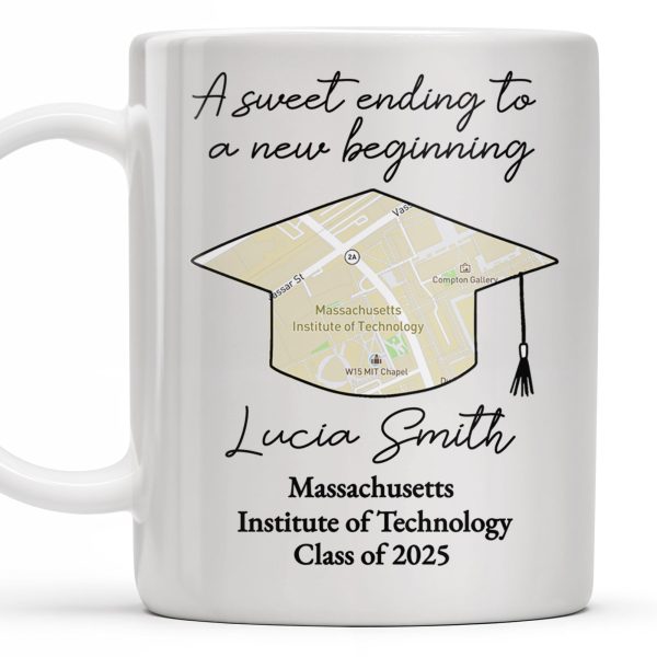 A Sweet Ending To A New Beginning, Graduation Cap And Diploma - Personalized Custom Coffee Mug - GRAD010_MG