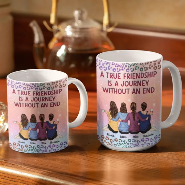 A True Friendship Is A Journey Without An End Twinkle Leopard - Personalized White Edge-to-Edge Mug