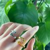 Adjustable Hug Hands Couple Ring in Silver Tone