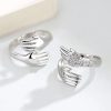 Adjustable Hug Hands Couple Ring in Silver Tone