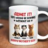 Admit It Life Would Be Boring Without Us, Funny Cartoon Cat Personalized Mug, Gift for Cat Mom, Cat Dad