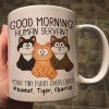 Adorable Cats Sitting Good Morning Cat Human Servant Personalized Mug