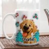 Adorable Dog Christmas White Ceramic Mug Festive Cartoon Style, Perfect Gift for Dog Lovers