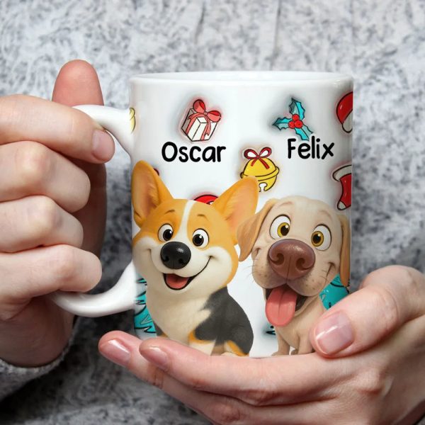 Adorable Dog Christmas White Ceramic Mug Festive Cartoon Style, Perfect Gift for Dog Lovers