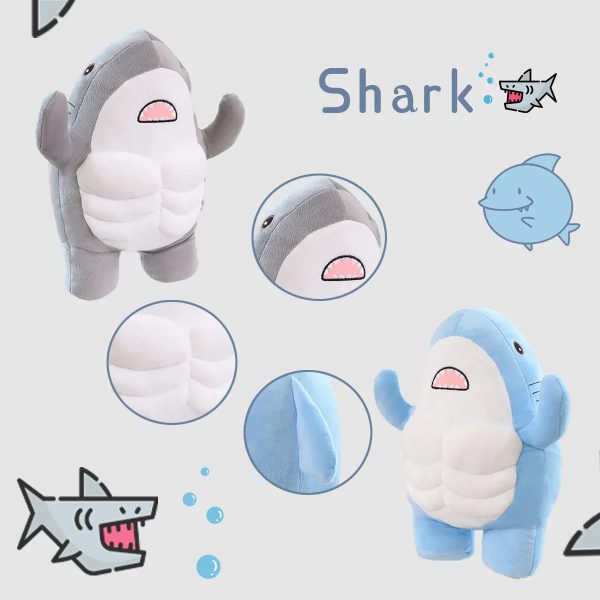 Adorable Muscle Shark Plush Toy - Soft Stuffed Animal for Kids' Sleep & Play