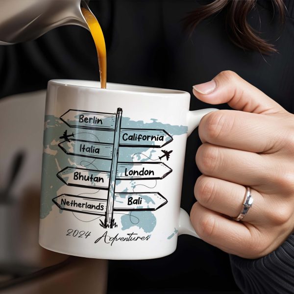 Adventuring Together Unforgettable Memories World Map Design - Personalized Custom Coffee Mug - CPL127_MG
