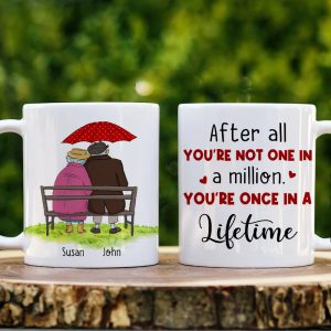 After All You're One In A Million. You're Once In A Lifetime, Personalized Old Couple Mug