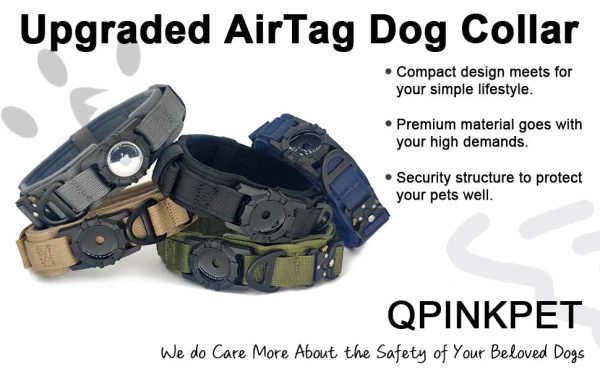 AirTag Dog Collar with Handle, Tactical Dog Collar for Large Medium Dogs
