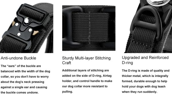 AirTag Dog Collar with Handle, Tactical Dog Collar for Large Medium Dogs