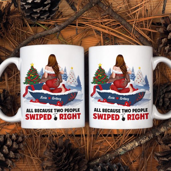 All Because Two People Swiped Right, Personalized Coffee Mug, Christmas Gifts For Couple