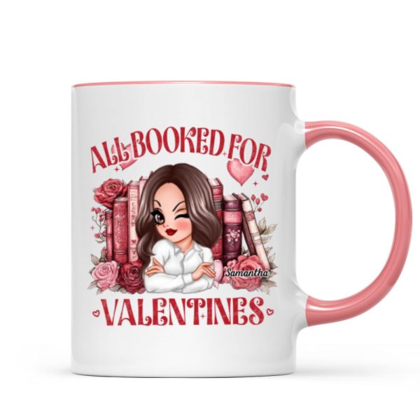 All Booked For Valentines Personalized Mug, Personalized Valentine's Gift For Book Lover