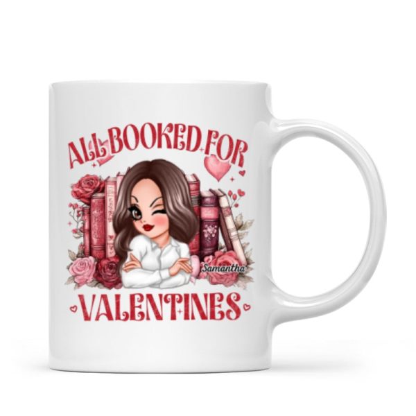 All Booked For Valentines Personalized Mug, Personalized Valentine's Gift For Book Lover