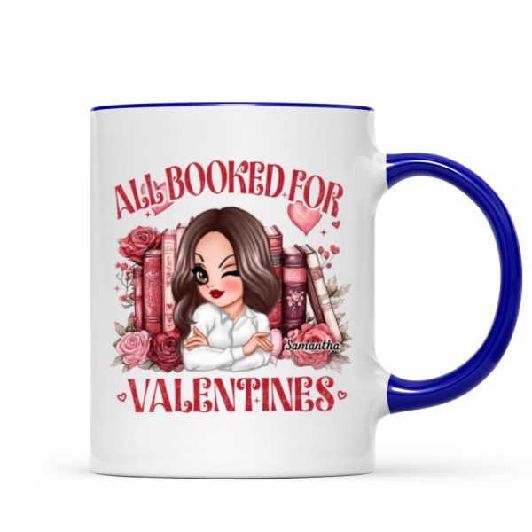 All Booked For Valentines Personalized Mug, Personalized Valentine's Gift For Book Lover