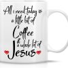 All I Need Is Coffee And Jesus Coffee Mug, Funny Christian Gift for Women Men, Birthday Christmas Faith Gift for Friend Coworker