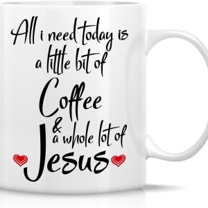 All I Need Is Coffee And Jesus Coffee Mug, Funny Christian Gift for Women Men, Birthday Christmas Faith Gift for Friend Coworker