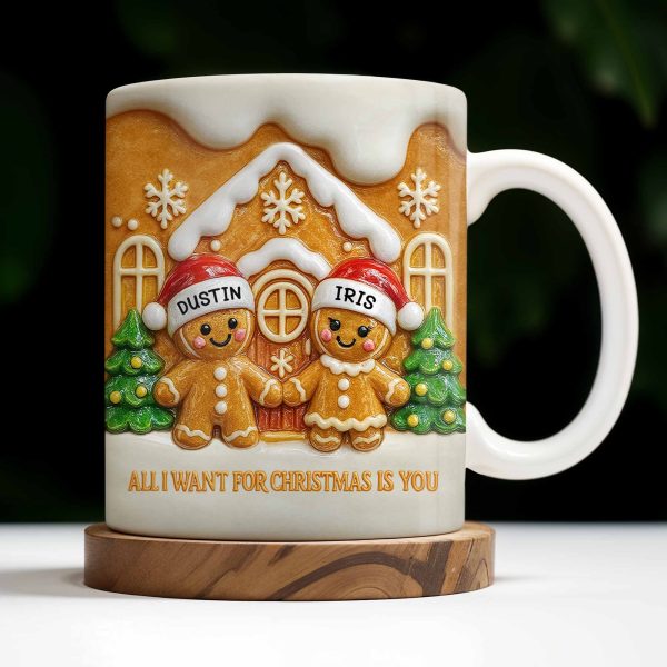 All I Want For Christmas Is You With Gingerbread Couple - Personalized Custom Coffee Mug - CPL1000_MG