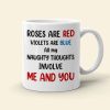 All My Naughty Thoughts Involve Me And You, Personalized Line Art Naughty Couple Mug