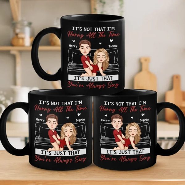 All My Naughty Thoughts Involve Me & You - Couple Personalized Custom Black Mug - Gift For Husband Wife, Anniversary