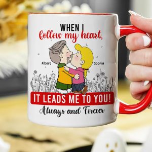 Always And Forever Peanut Couple - Personalized Accent Coffee Mug - Gift For Couple, Husband Wife | GR9 NH96