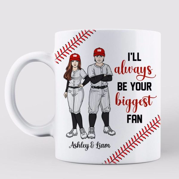 Always Be Your Biggest Fan Baseball Couple Personalized Mug