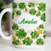 Amelia Shamrocks And Coins - Personalized Custom Coffee Mug - FAM801_MG