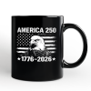 America 250 Freedom Flag Eagle Personalized Mug, 4th of July USA Patriotic Gift with Custom Name