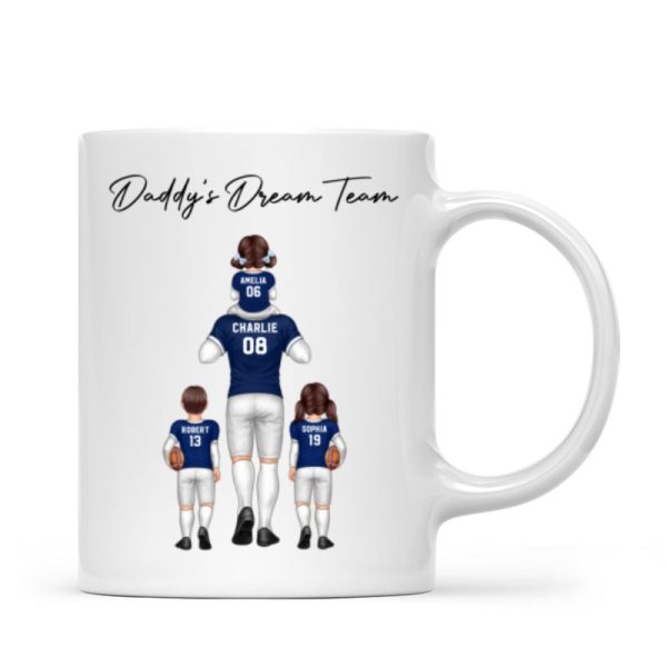 American Football Dad Dream Team Personalized Mug, Coolest Father's Day Gift For Dad