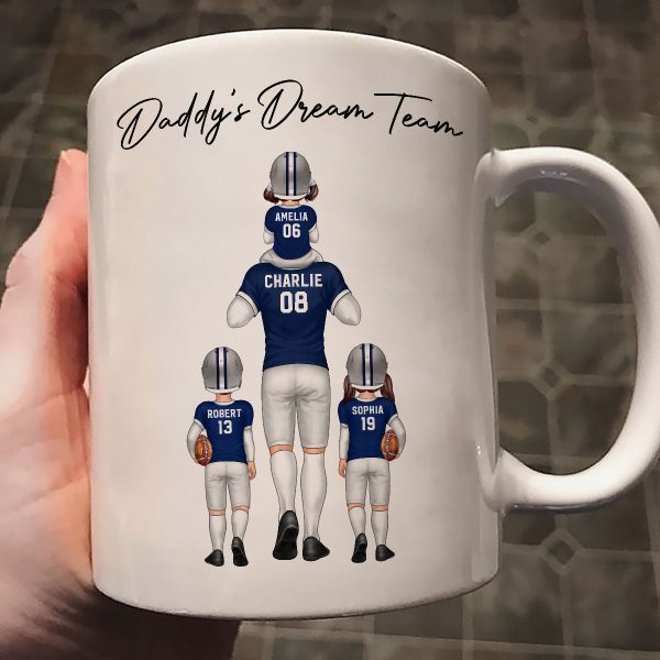 American Football Dad Dream Team Personalized Mug, Coolest Father's Day Gift For Dad
