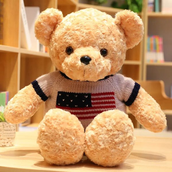 American Sweater Teddy Bear Plush Toy Soft Gift for Kids