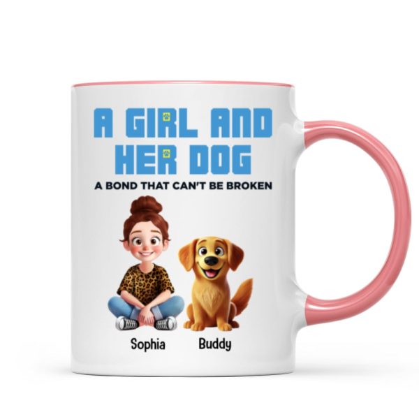 Animation Cartoon A Girl Boy And Dogs A Bond That Can't Be Broken Personalized Mug, Gift For Dog Lovers