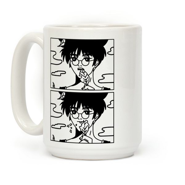Anime Guy Eating a Leaf Coffee Mug