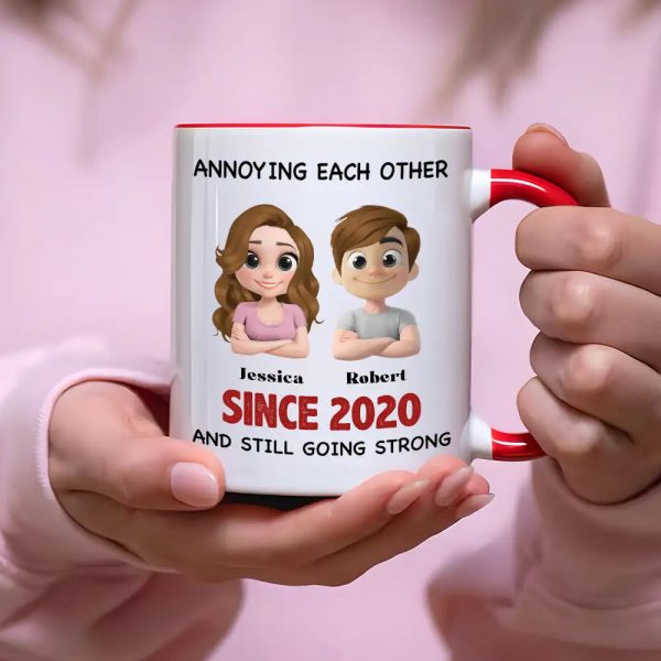 Annoying Each Other - Personalized Couple Cup A Hilarious Love Story with Custom Names