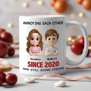 Annoying Each Other - Personalized Couple Cup A Hilarious Love Story with Custom Names