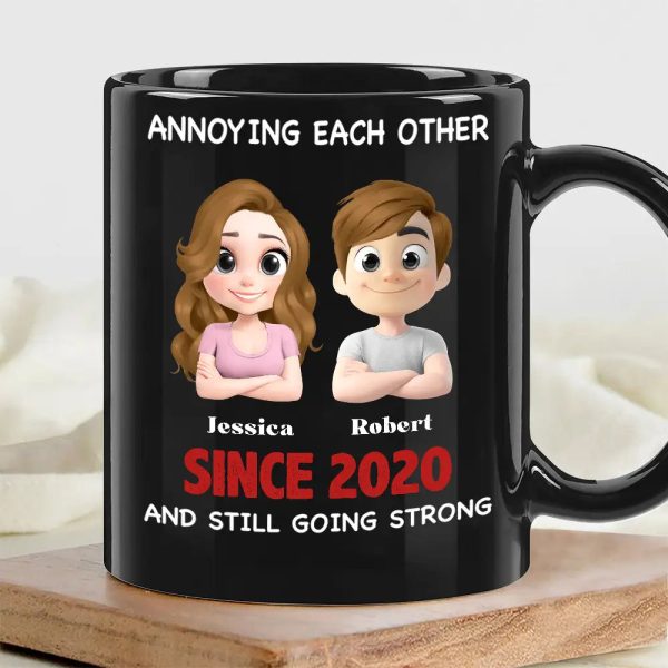 Annoying Each Other - Personalized Couple Cup A Hilarious Love Story with Custom Names