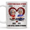 Annoying Each Other And Still Going Strong, Cartoon Couple With Hearts - Personalized Custom Coffee Mug - CPL995_MG