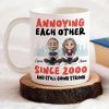Annoying Each Other Personalized White Ceramic Mug Cute Couple Sitting Illustration Funny Daily Coffee Gift for Couples