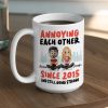 Annoying Each Other Personalized White Ceramic Mug Cute Couple Sitting Illustration Funny Daily Coffee Gift for Couples