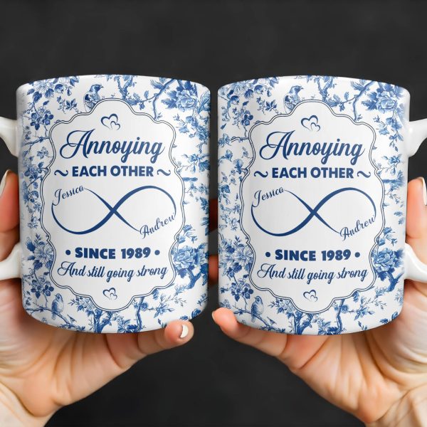 Annoying Each Other Since, Flowers and Birds Design - Personalized Custom Coffee Mug - CPL412_MG
