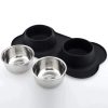 Antislip Double Dog Bowl with Silicone Mat Stainless Steel