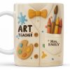 Art Teacher, Crayons, Paintbrush, Palette - Personalized Custom Coffee Mug - TEACH002_MG