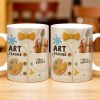 Art Teacher, Crayons, Paintbrush, Palette - Personalized Custom Coffee Mug - TEACH002_MG