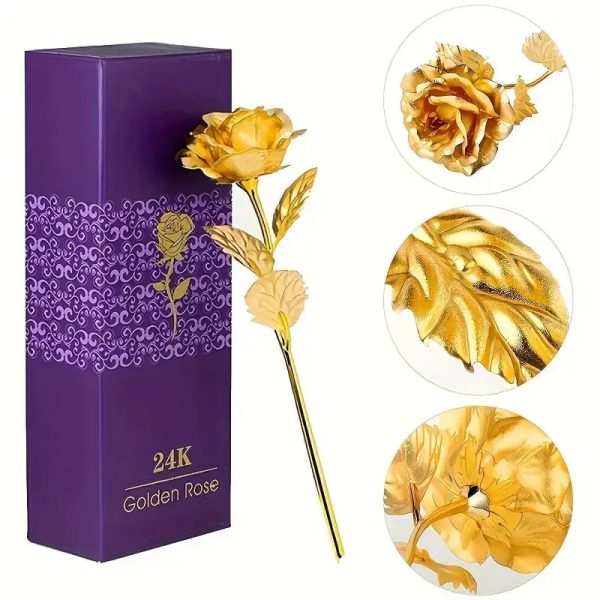 Artificial 24K Gold Rose with Gift Box Luxury Present