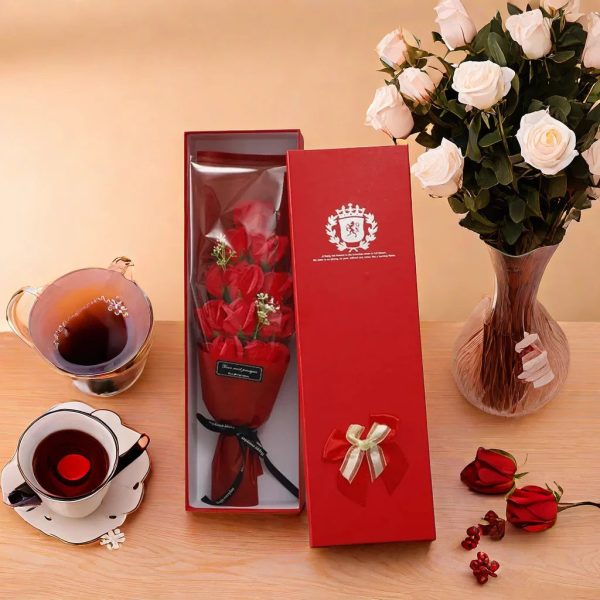 Artificial Rose Flower Set in Gift Box for Home Decoration