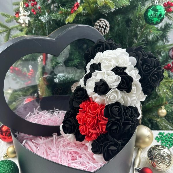 Artificial Rose Teddy Bear 25cm Romantic Floral Gift with Gift Box