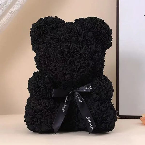 Artificial Rose Teddy Bear 25cm Romantic Floral Gift with Gift Box