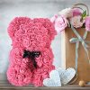 Artificial Rose Teddy Bear 25cm Romantic Floral Gift with Gift Box